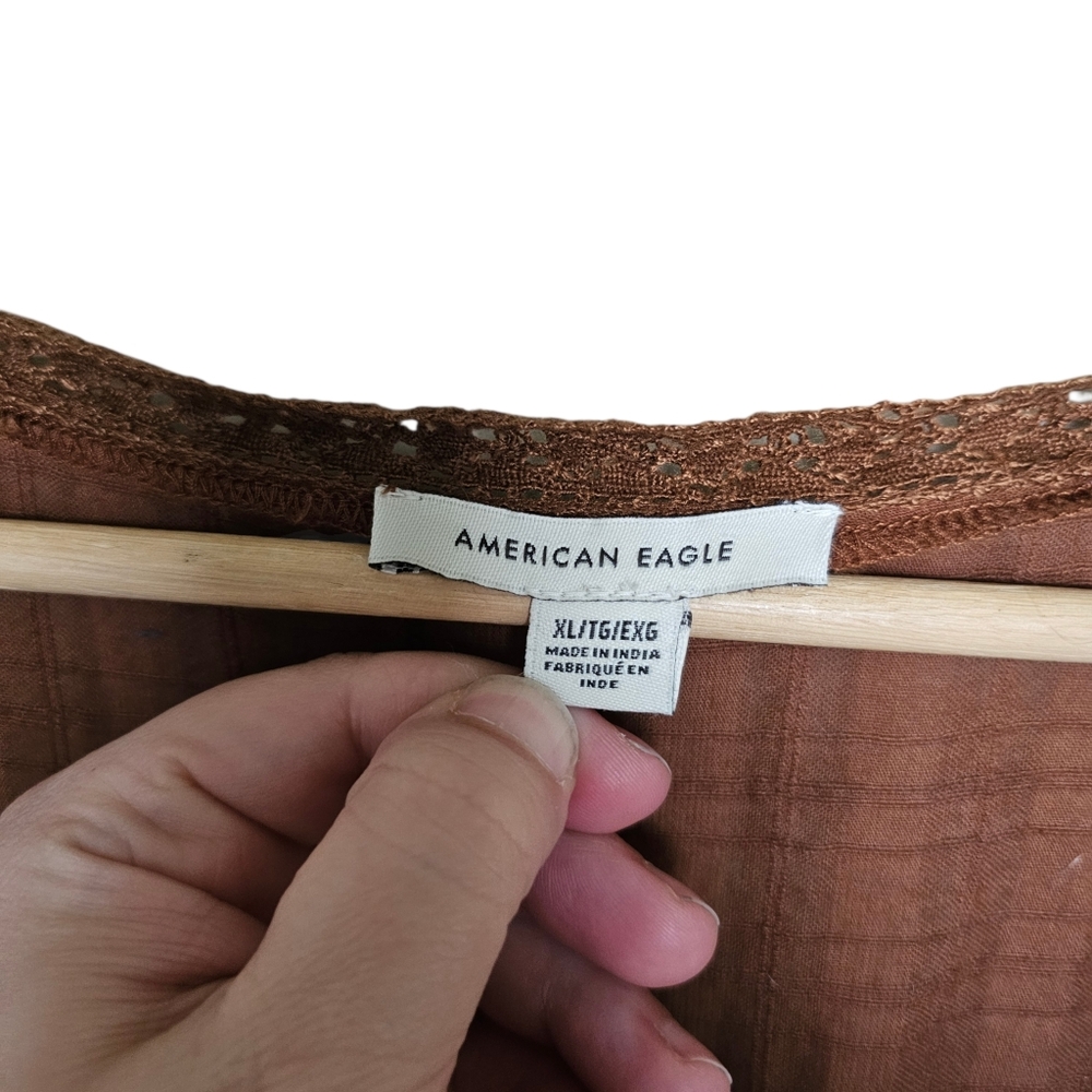 American Eagle Brown Long Slevve Boho Mini Dress Size XL - Picture 3 of 5